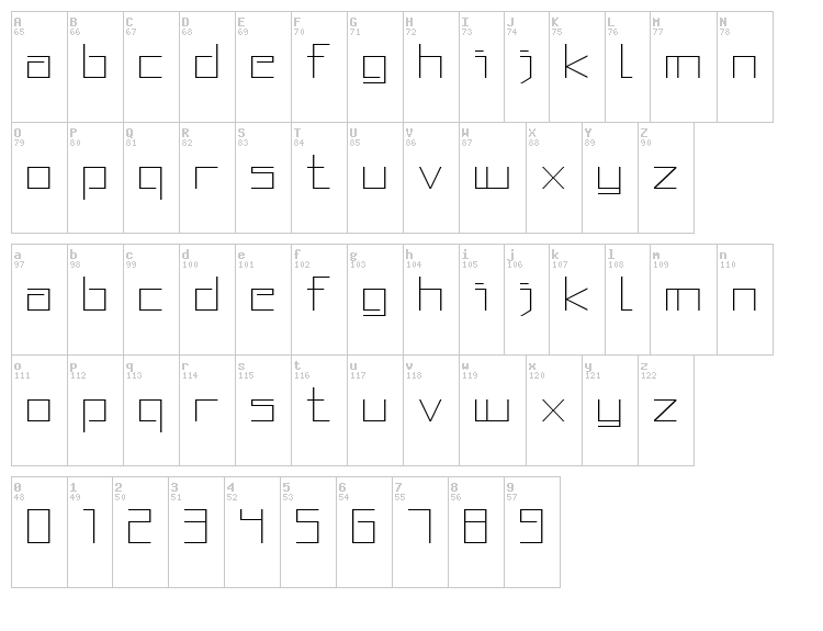 Squared Display font map
